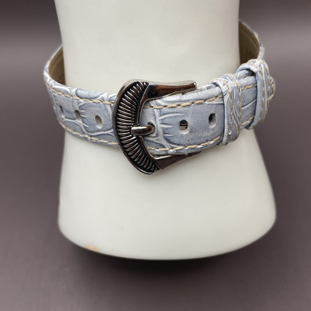 Ecclissi Sterling Silver Oval Rope Design Watch With Genuine Leather Band Grey - Picture 6 of 11